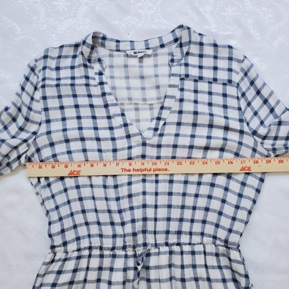 BB Dakota Danielle White & Blue Plaid Shirt Dress Size L - Picture 4 of 8
